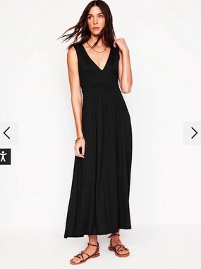 Boden “Olympia” Black V-Neck Sleeveless Maxi Dress